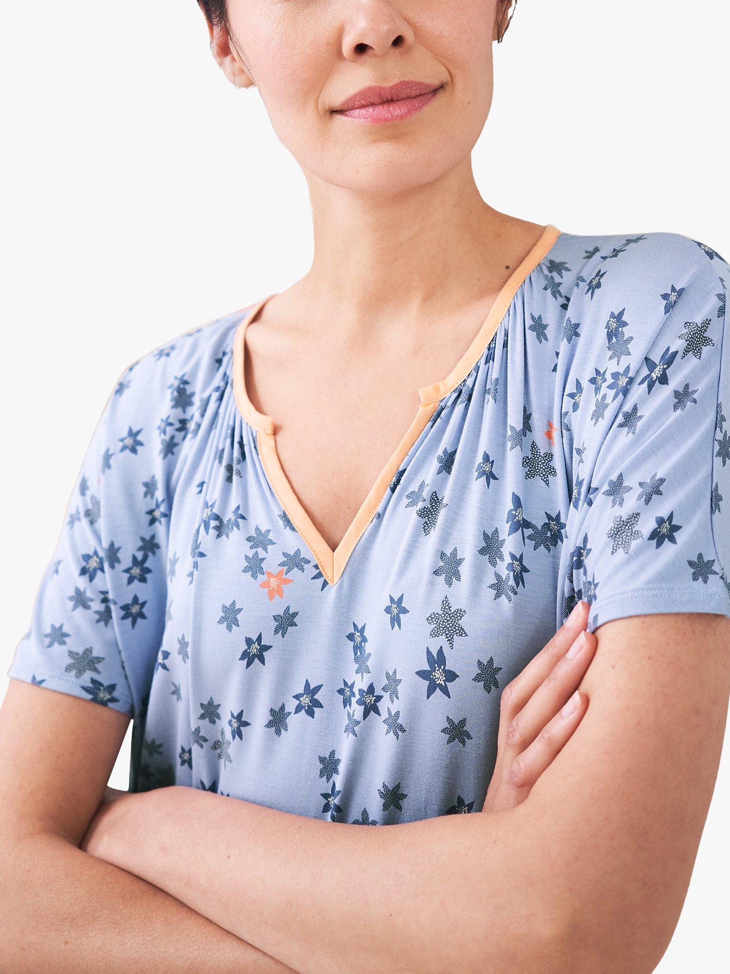 Product image 2 of 6, which shows White Stuff Ava Ditsy Jersey Nightdress, Blue, XS