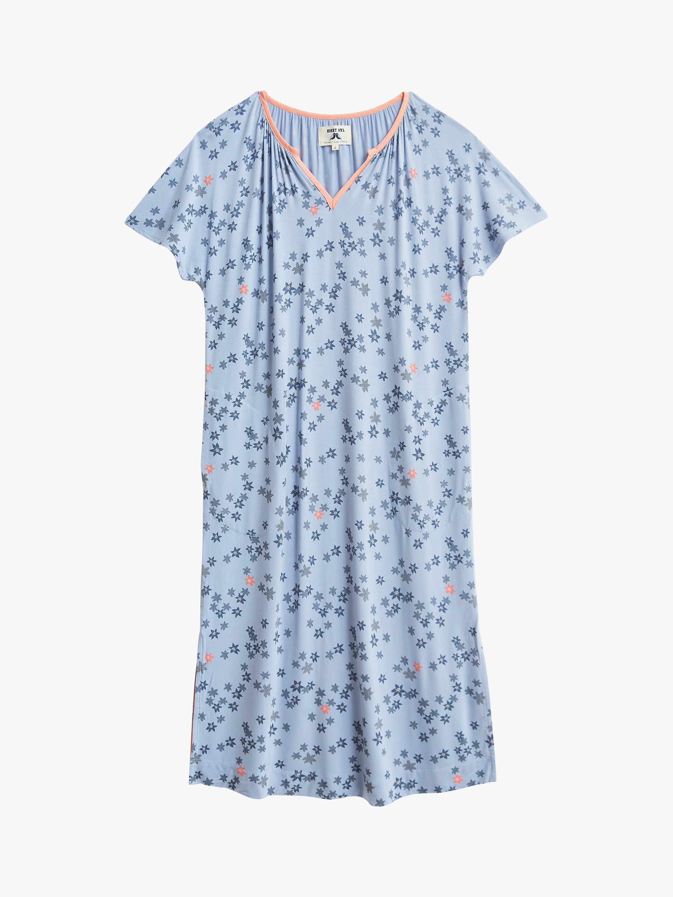 Product image 4 of 6, which shows White Stuff Ava Ditsy Jersey Nightdress, Blue, XS