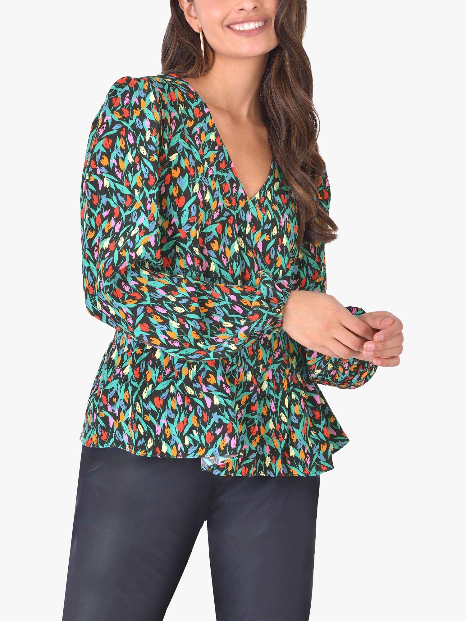 Ro&Zo Dash Abstract Print Peplum Top, Multi