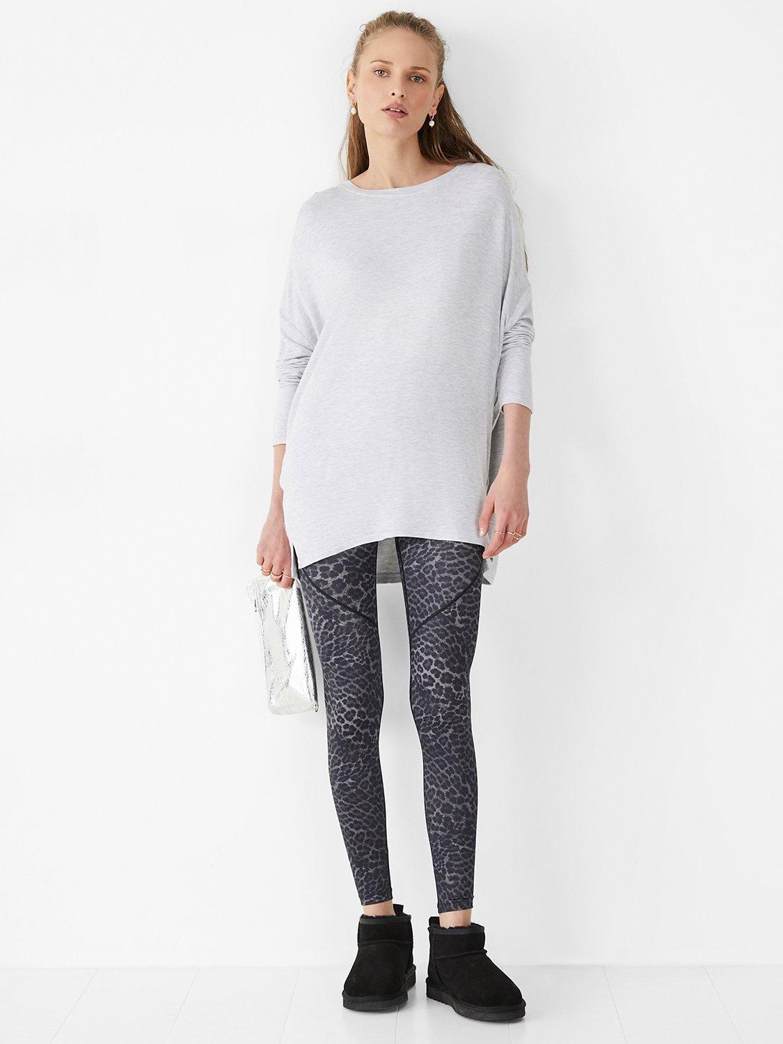 HUSH Wide Jersey Top, Pale Grey Marl