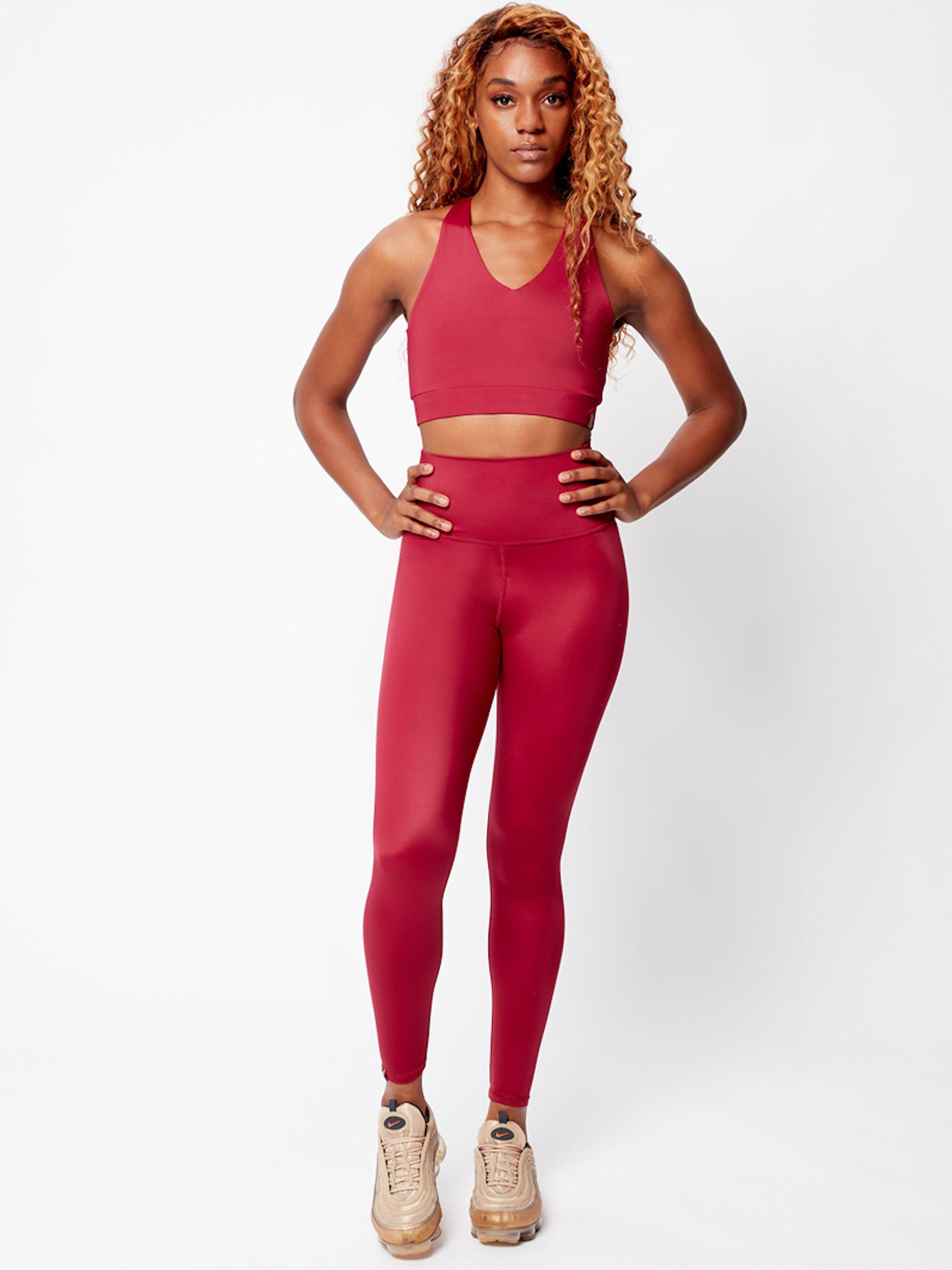 CONTUR Afresh Plain Sports Crop Top, Burgundy