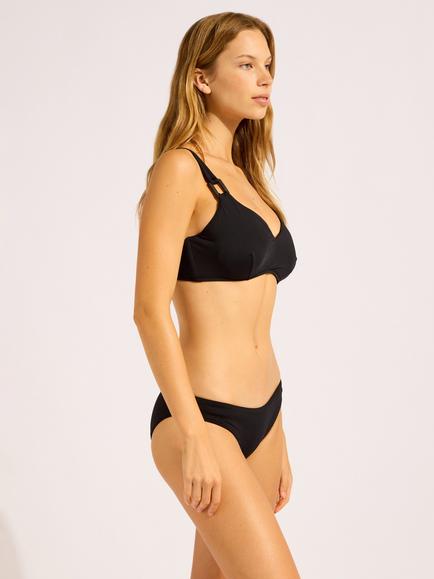 Seafolly Plain Hipster Bikini Bottoms, Black - view 2, Black