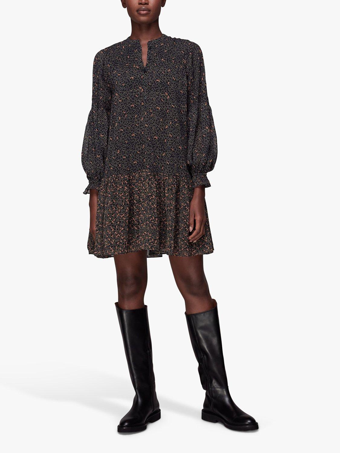 Whistles Riley Degrade Floral Mini Dress, Black/Multi