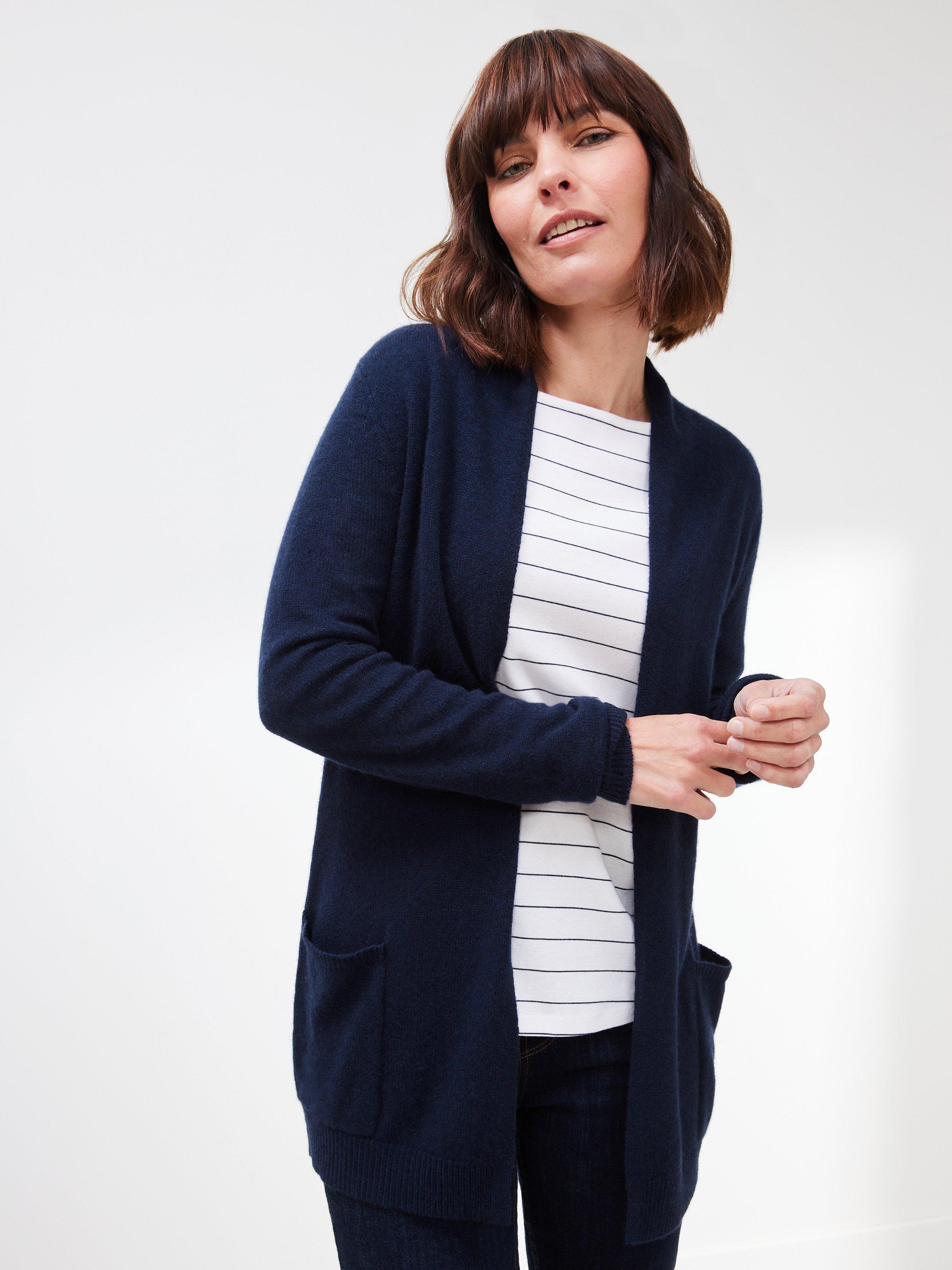 John Lewis Ultra Light Edge to Edge Cashmere Cardigan, Navy