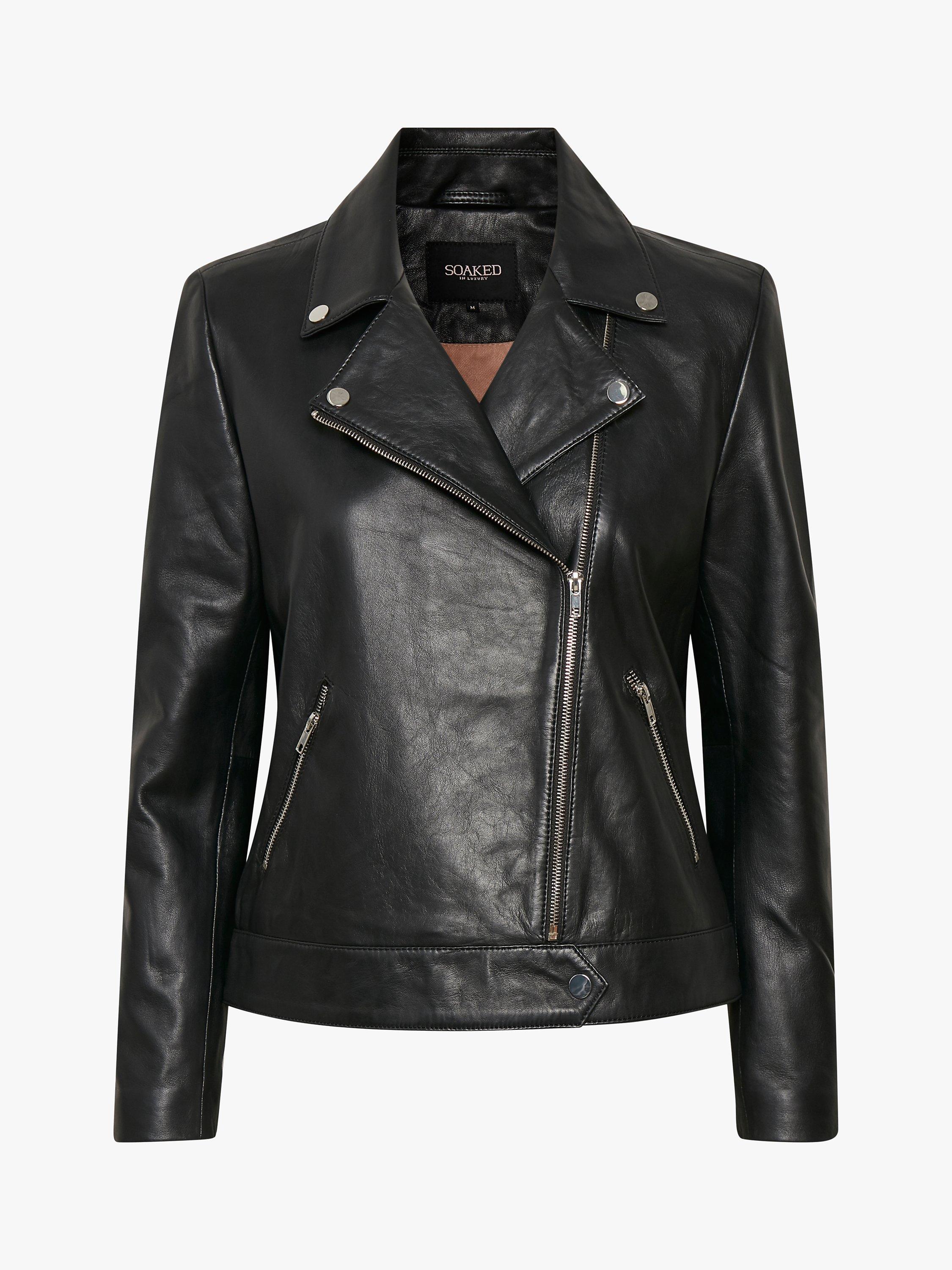 Product image 2 of 7, which shows Soaked In Luxury Maeve Leather Biker Jacket, Black, XS