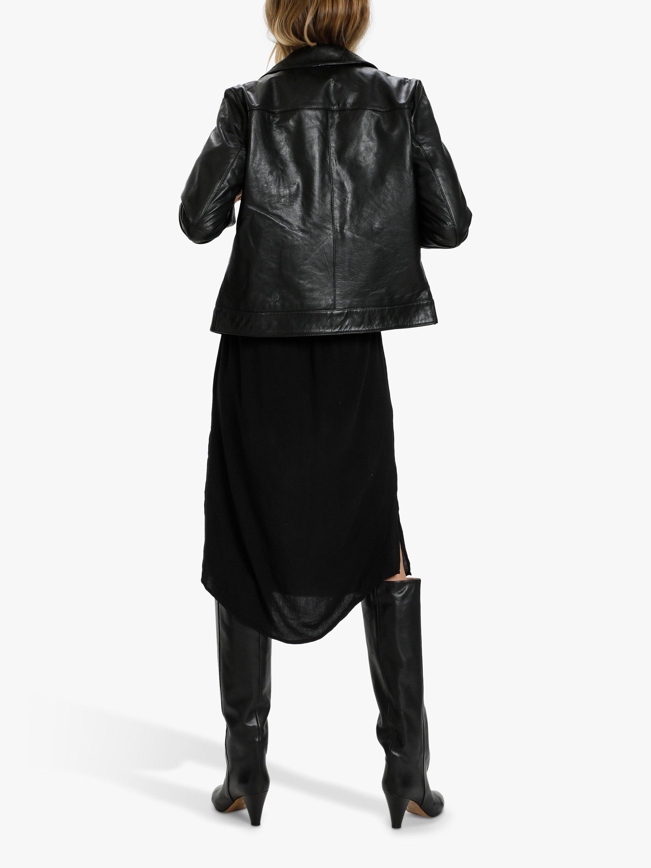 Product image 4 of 7, which shows Soaked In Luxury Maeve Leather Biker Jacket, Black, XS