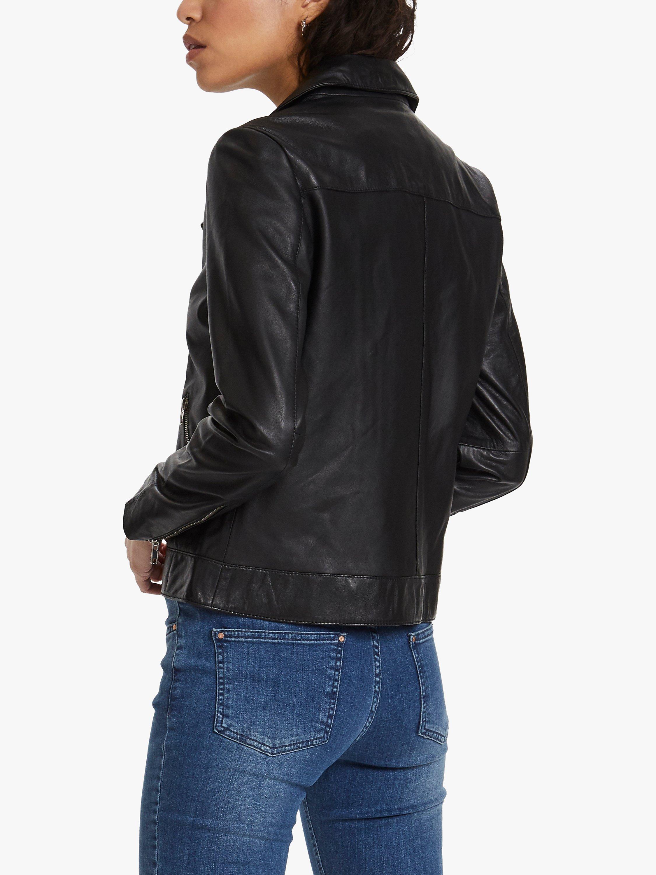 Product image 6 of 7, which shows Soaked In Luxury Maeve Leather Biker Jacket, Black, XS