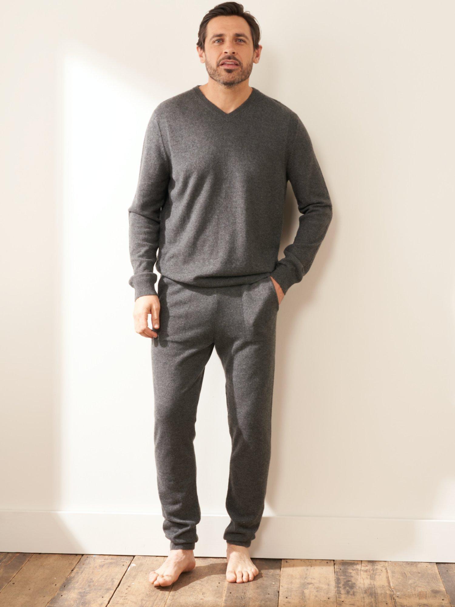 Product image 1 of 3, which shows Truly Cashmere Joggers, Charcoal Marl, S