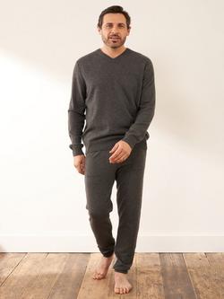 Truly Cashmere V-Neck Jersey Top, Charcoal Marl