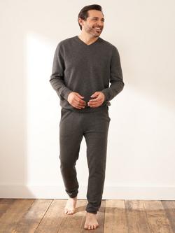 Truly Cashmere V-Neck Jersey Top - view 2, Charcoal Marl