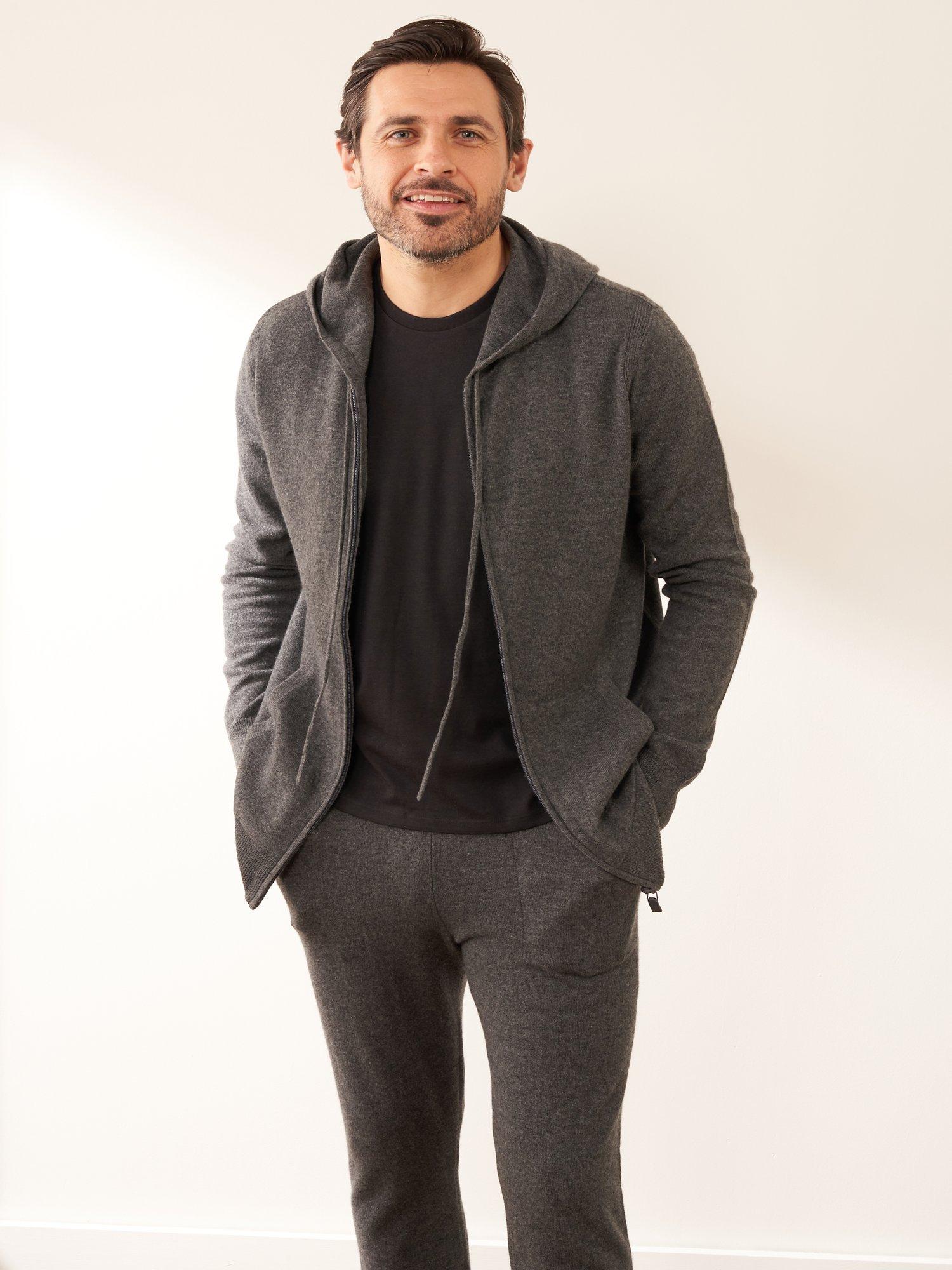 Product image 1 of 3, which shows Truly Cashmere Hoodie, Charcoal Marl, S