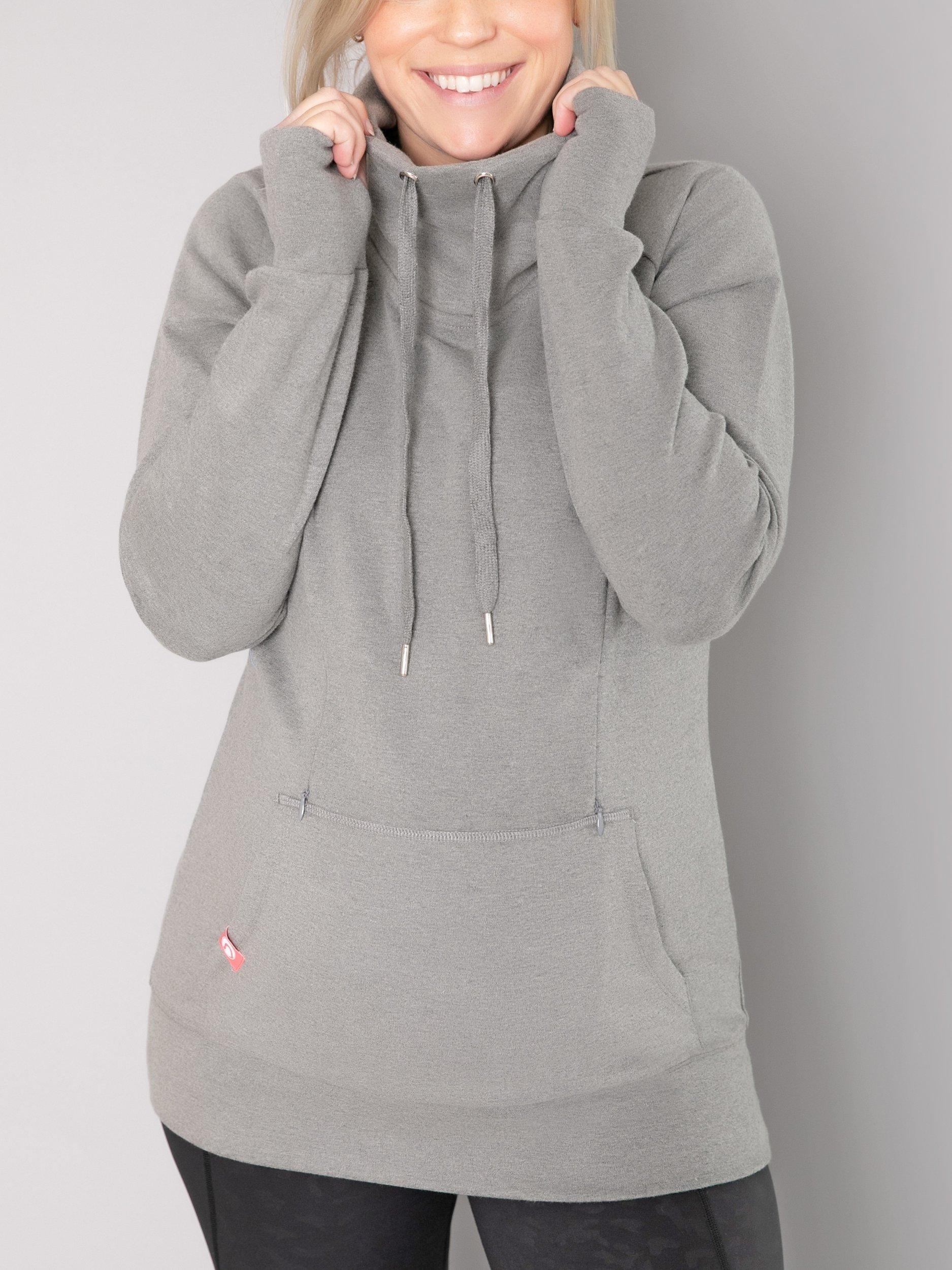 Natal Active Funnel Neck Maternity & Nursing Jumper, Charcoal, XL