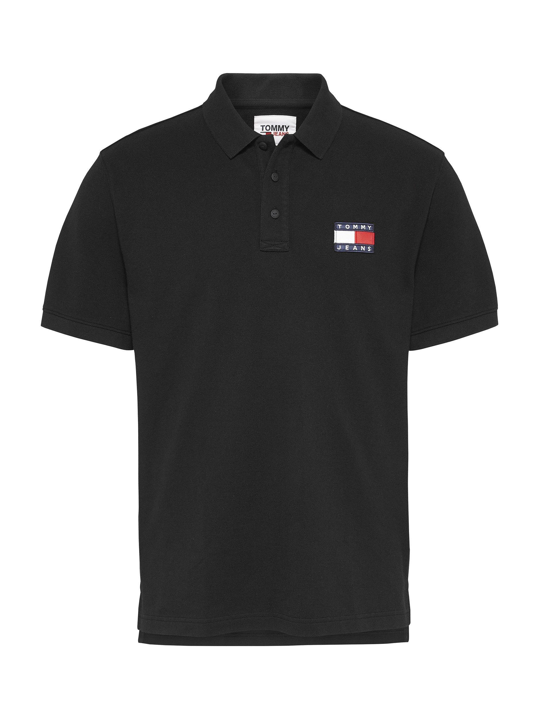 Tommy Jeans Badge Short Sleeve Polo Shirt, Black