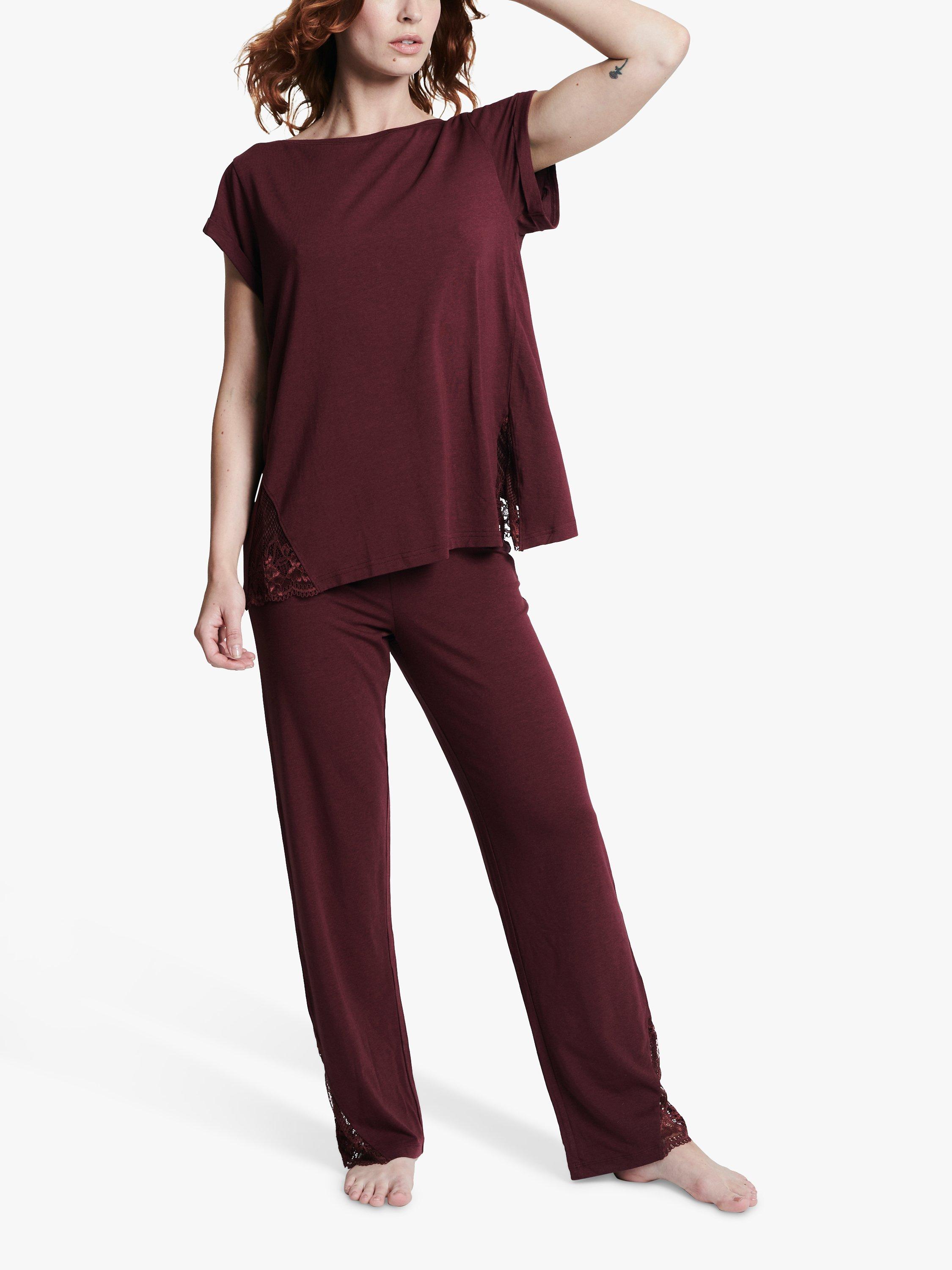 ELLE Lace Crossover T-Shirt, Burgundy