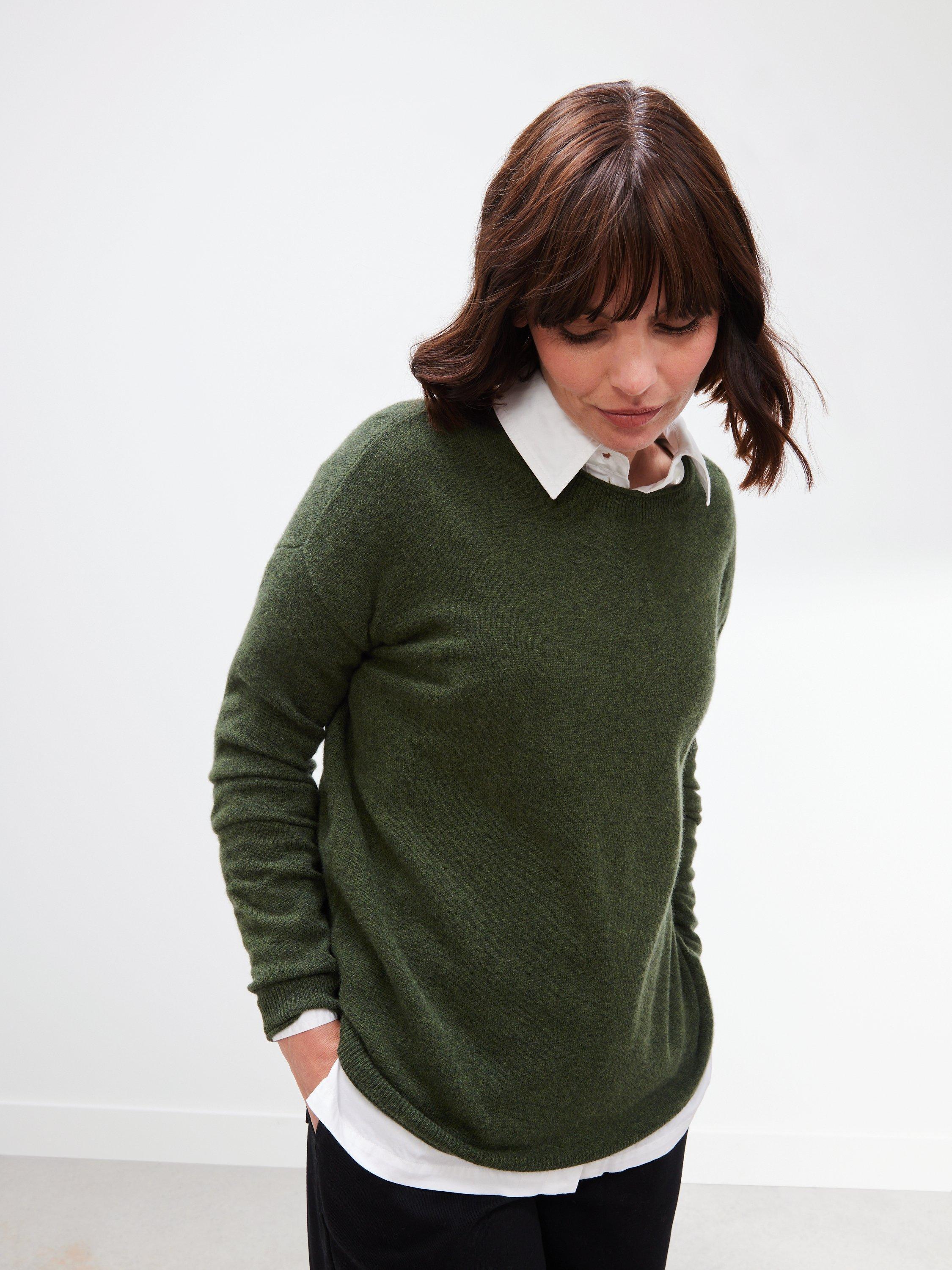 John Lewis Relaxed Cashmere Crew Neck Jumper, Khaki, 20