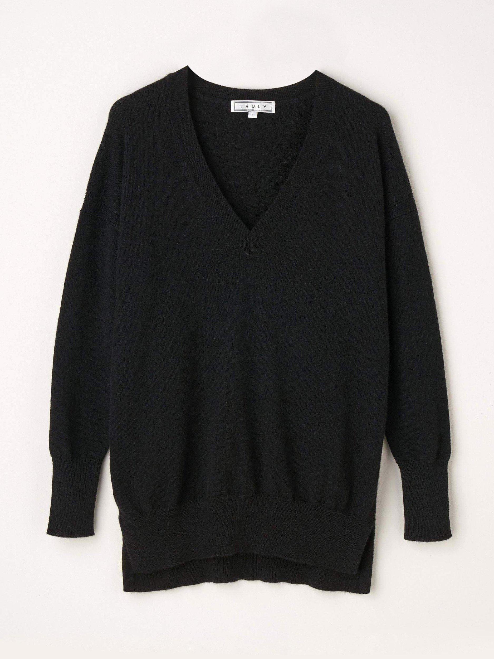 Truly Boyfriend Cashmere Jumper, Black, S