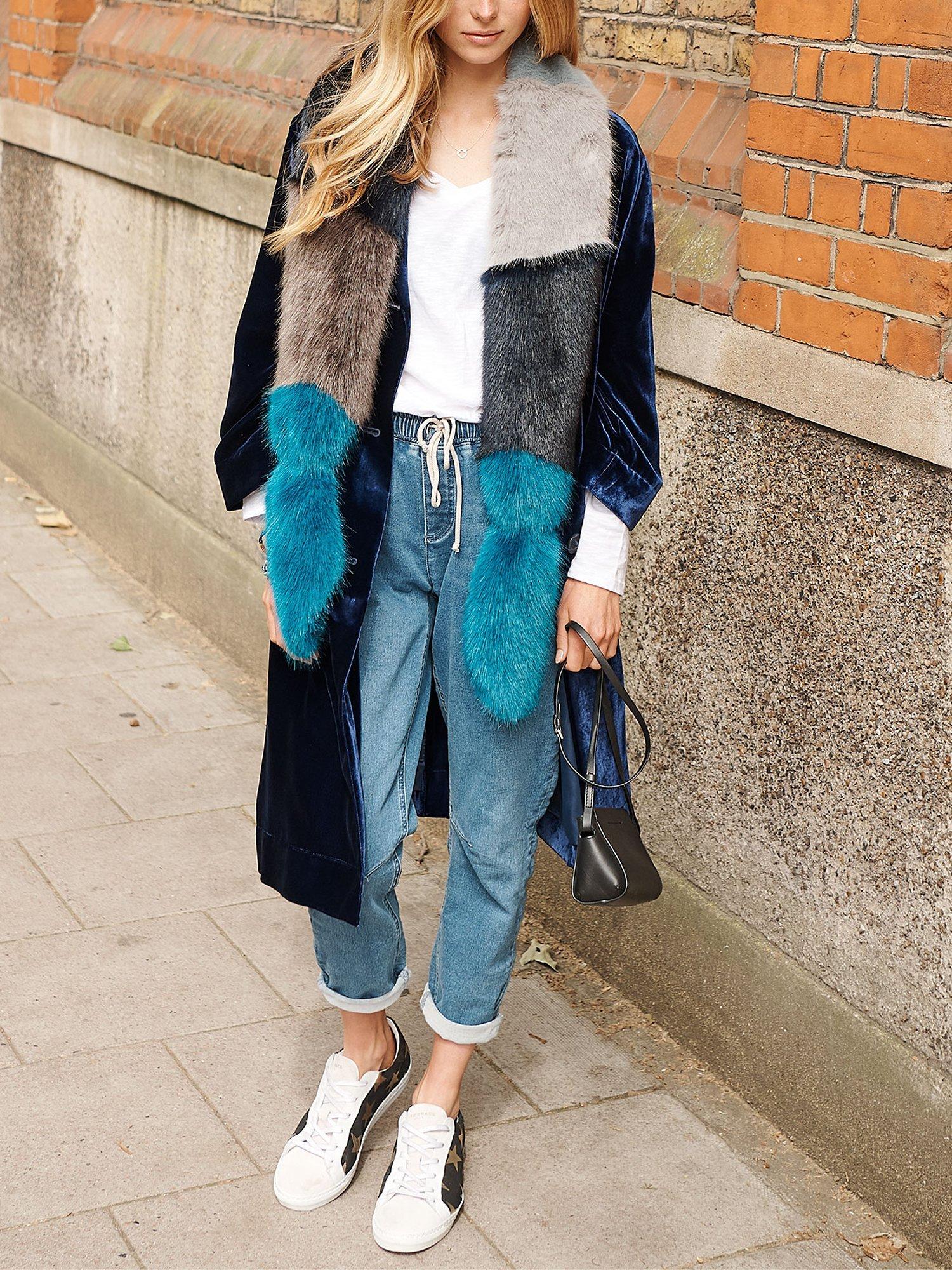 NRBY Gilly Faux Fur Scarf, Blue/Multi, One Size