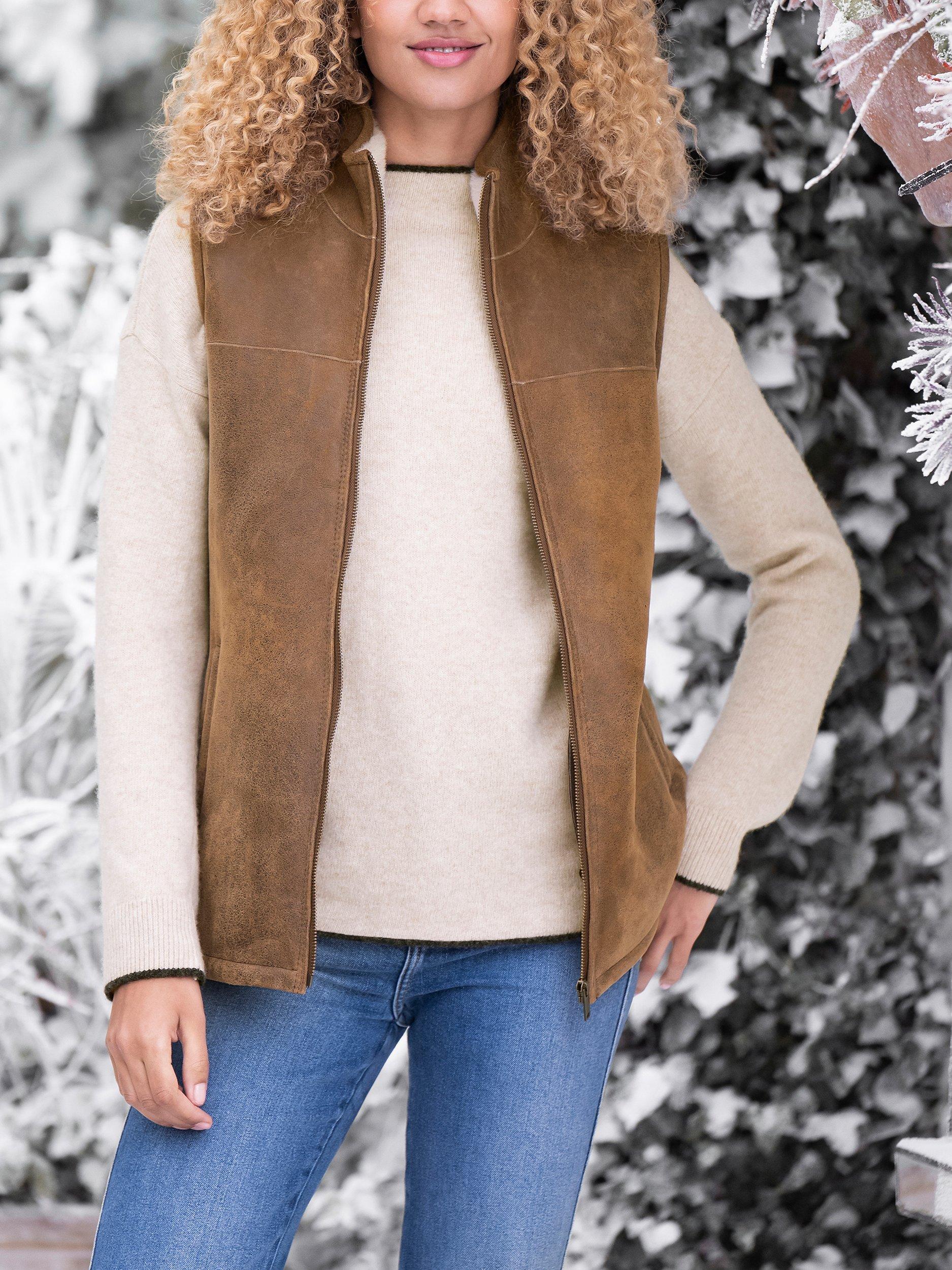 Product image 1 of 5, which shows Celtic & Co. Sheepskin Bodywarmer Gilet, Walnut, 8