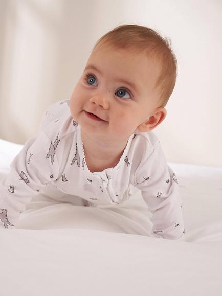 Truly Baby Bunny Print Babygrow, White, White