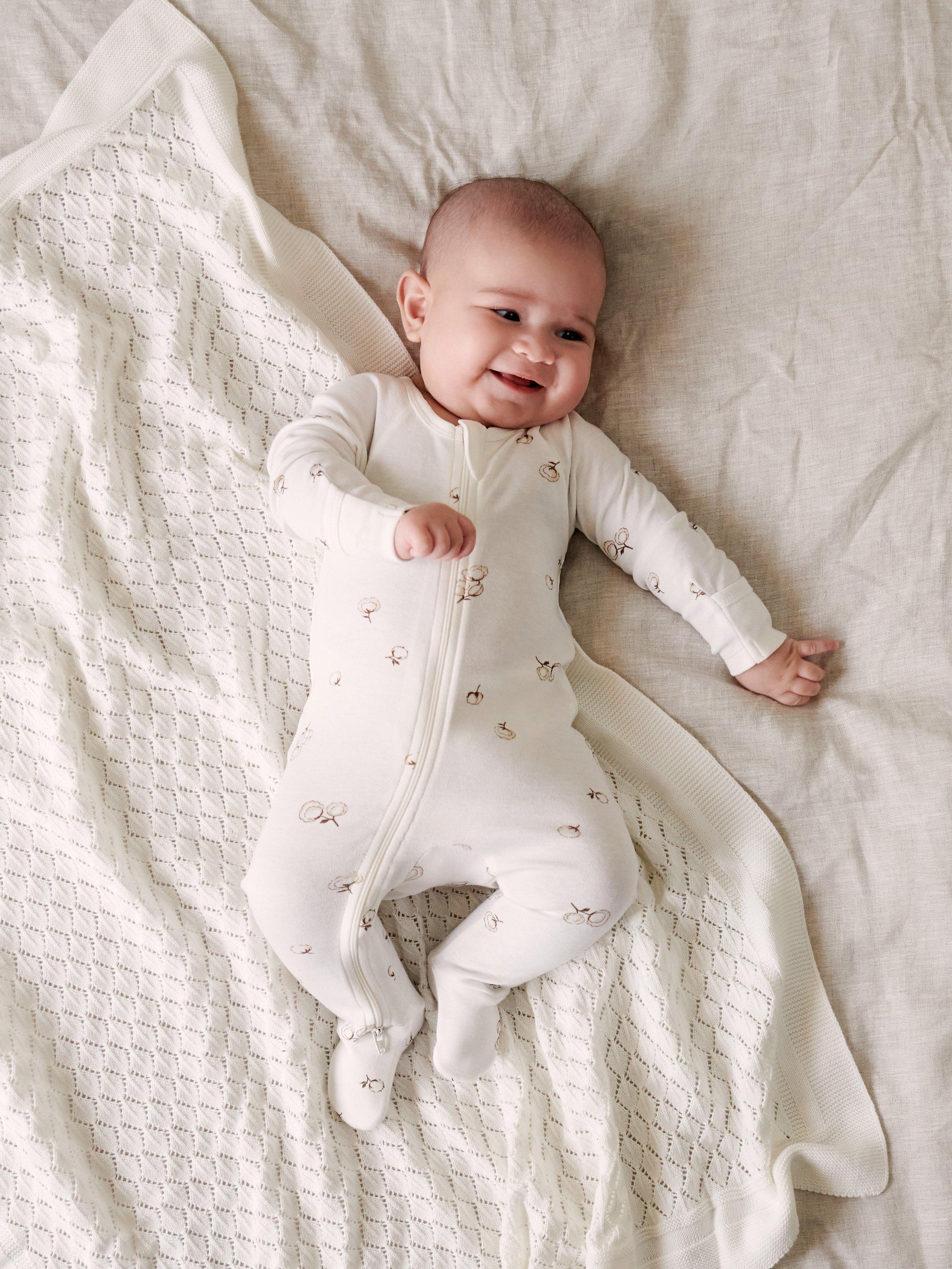 Purebaby Organic Cotton Bud Grow Suit, Pack of 2, White