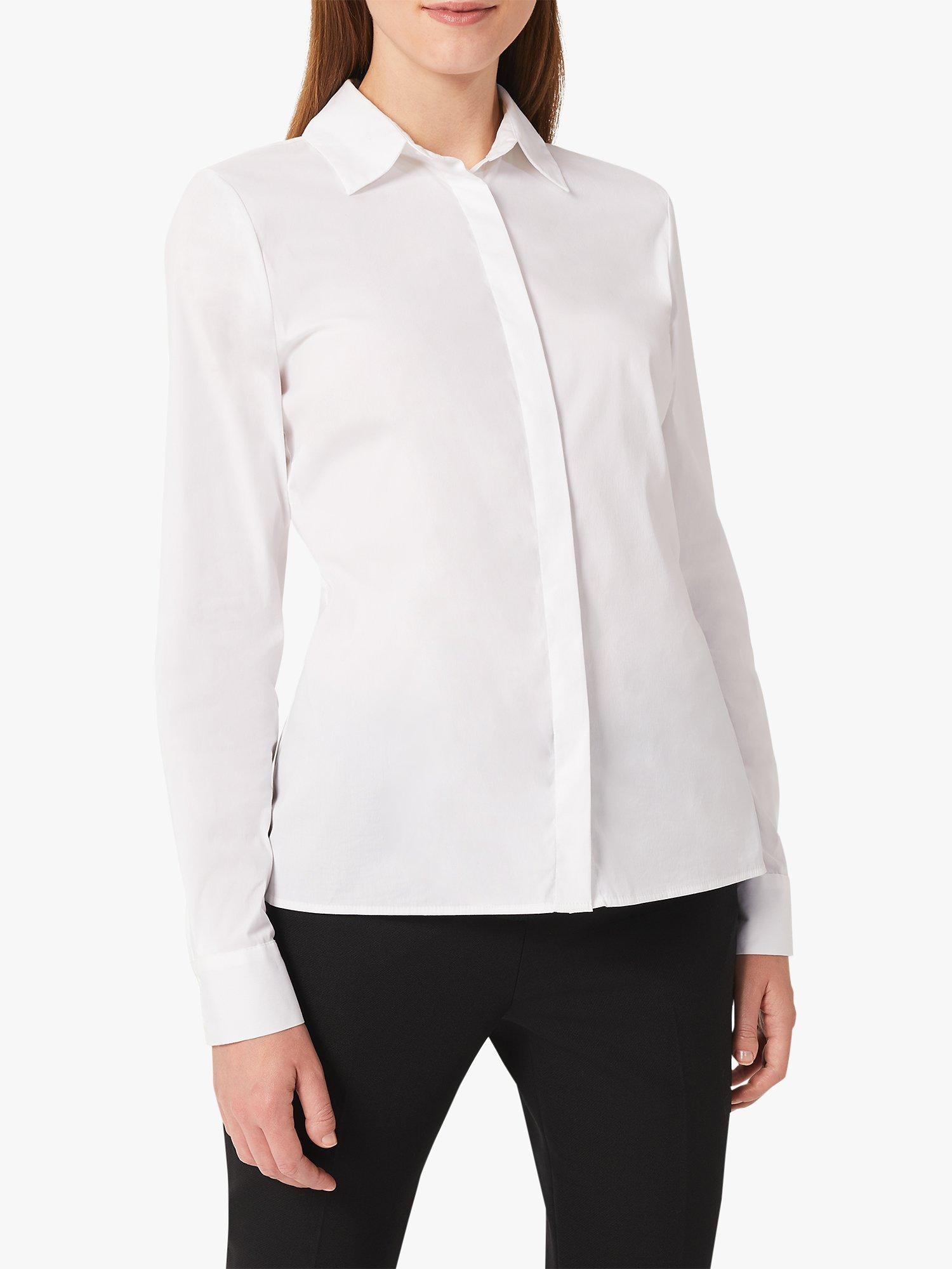 Product image 1 of 4, which shows Hobbs Victoria Long Sleeve Shirt, White, 6