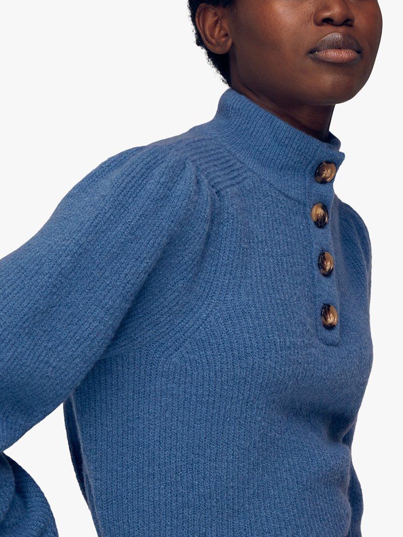 Whistles Puff Shoulder Button Neck Jumper