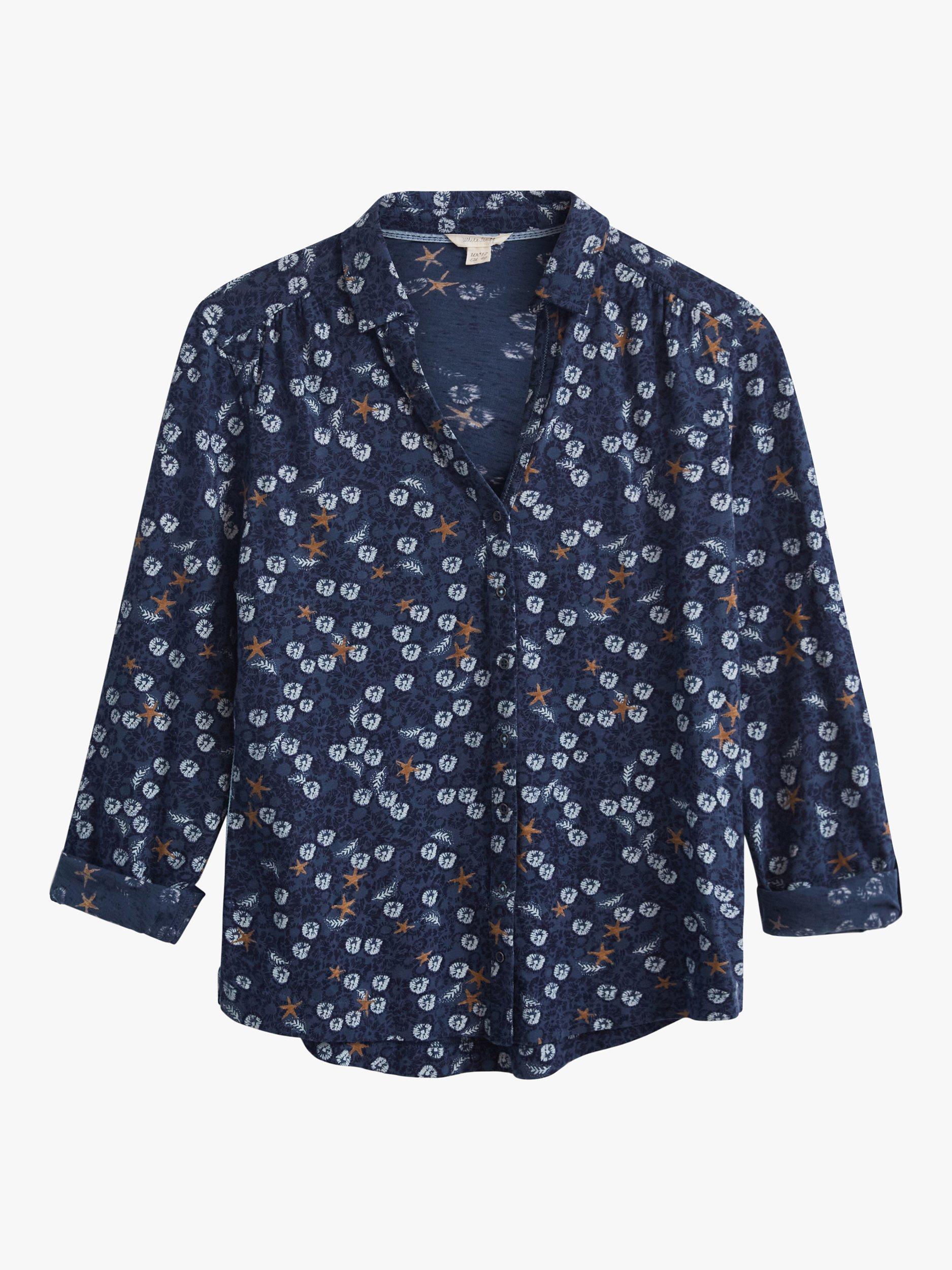 White Stuff Annie Star Print Jersey Shirt, Blue, 24