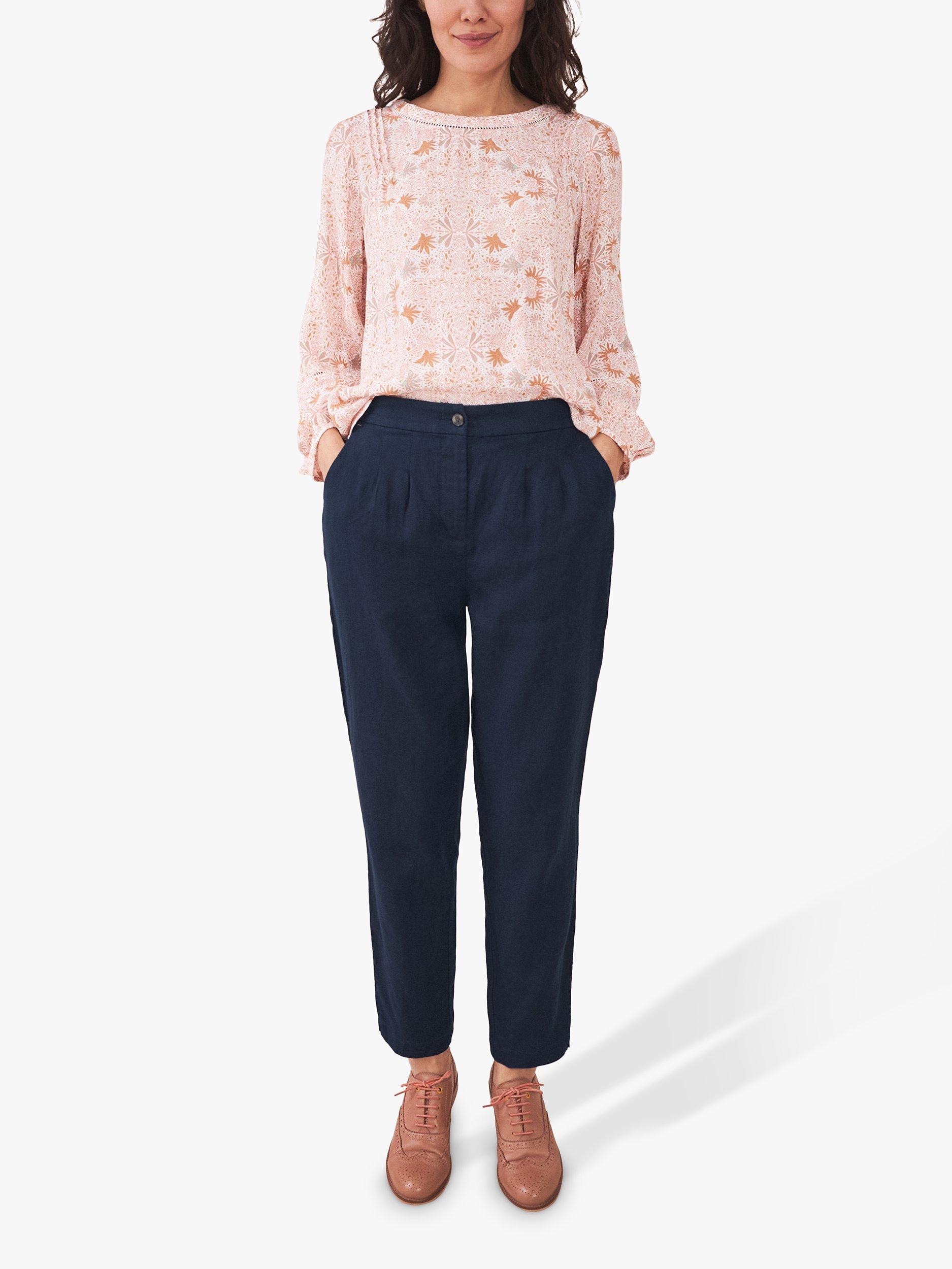 White Stuff Maddie Linen Trousers, Dark Navy, 16