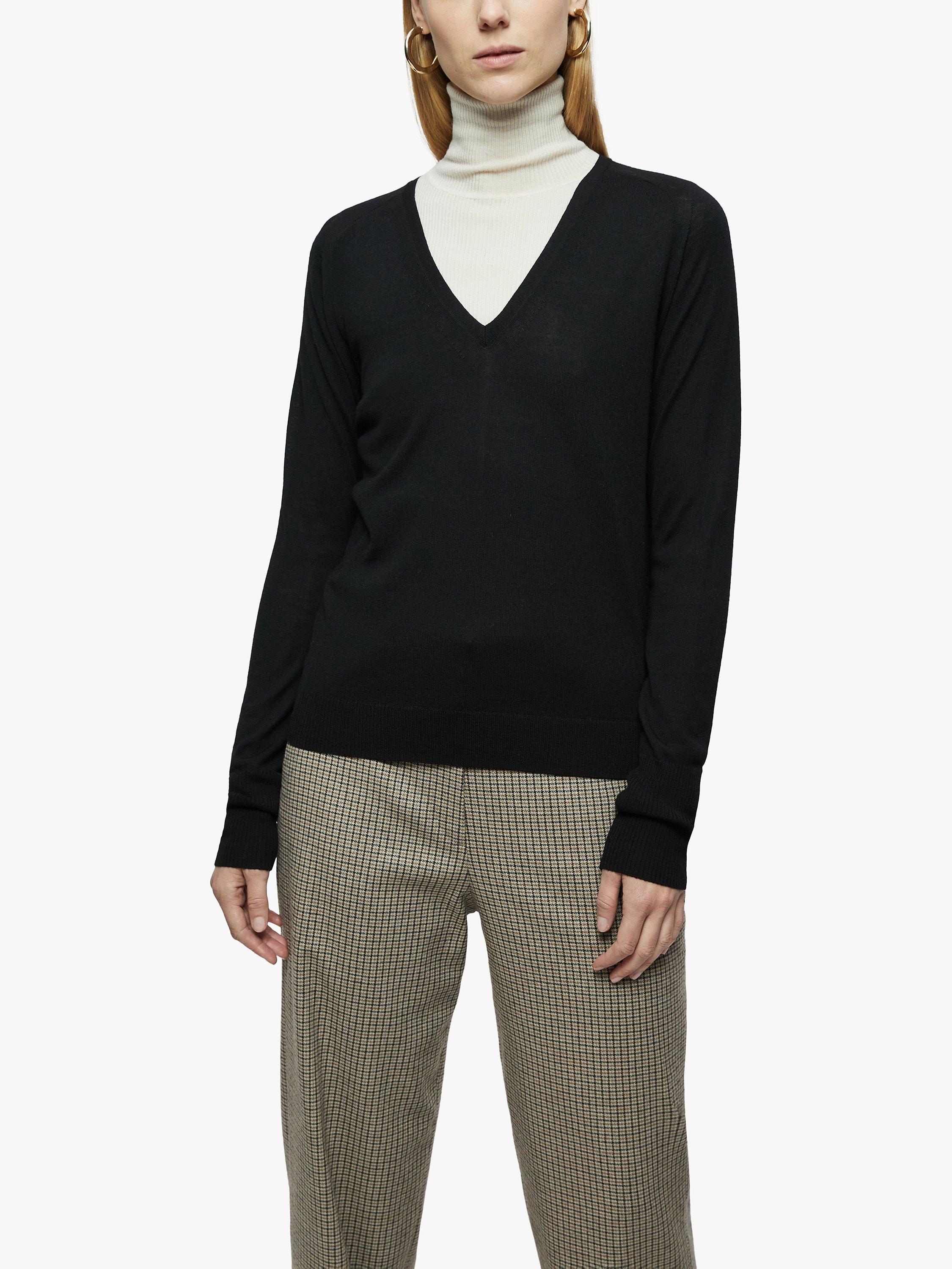 Jigsaw Merino V Neck Jumper, Black