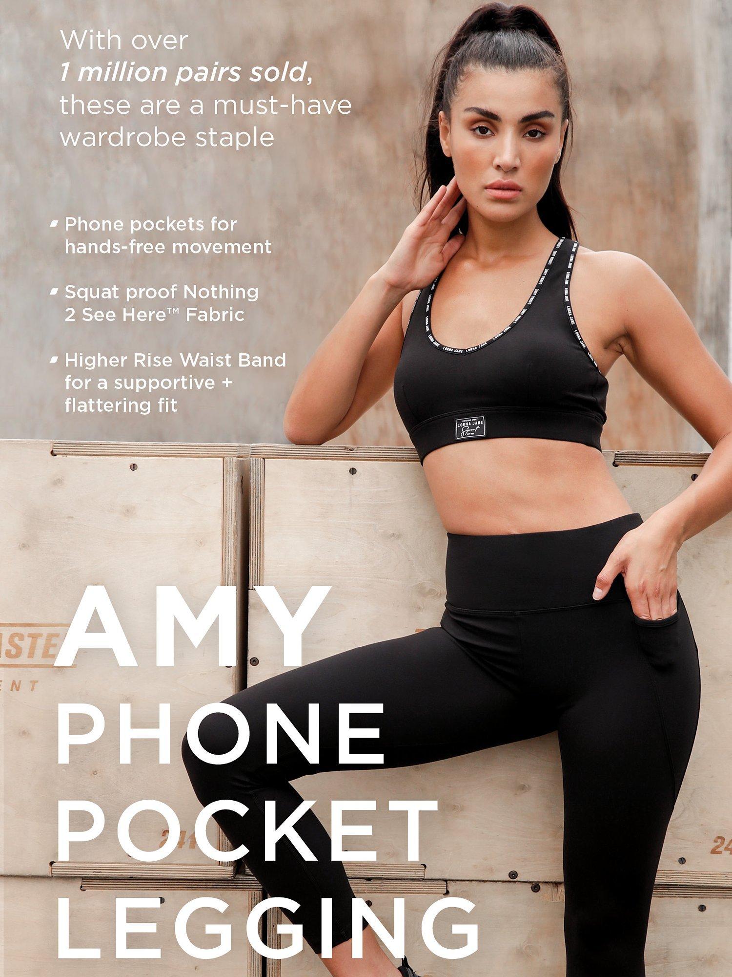 Product image 6 of 6, which shows Lorna Jane Amy Phone Pocket Ankle Biter Gym Leggings, Black, S