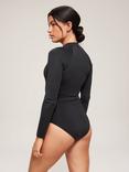 Seafolly Plain Zip Front Surf Swimsuit, Black