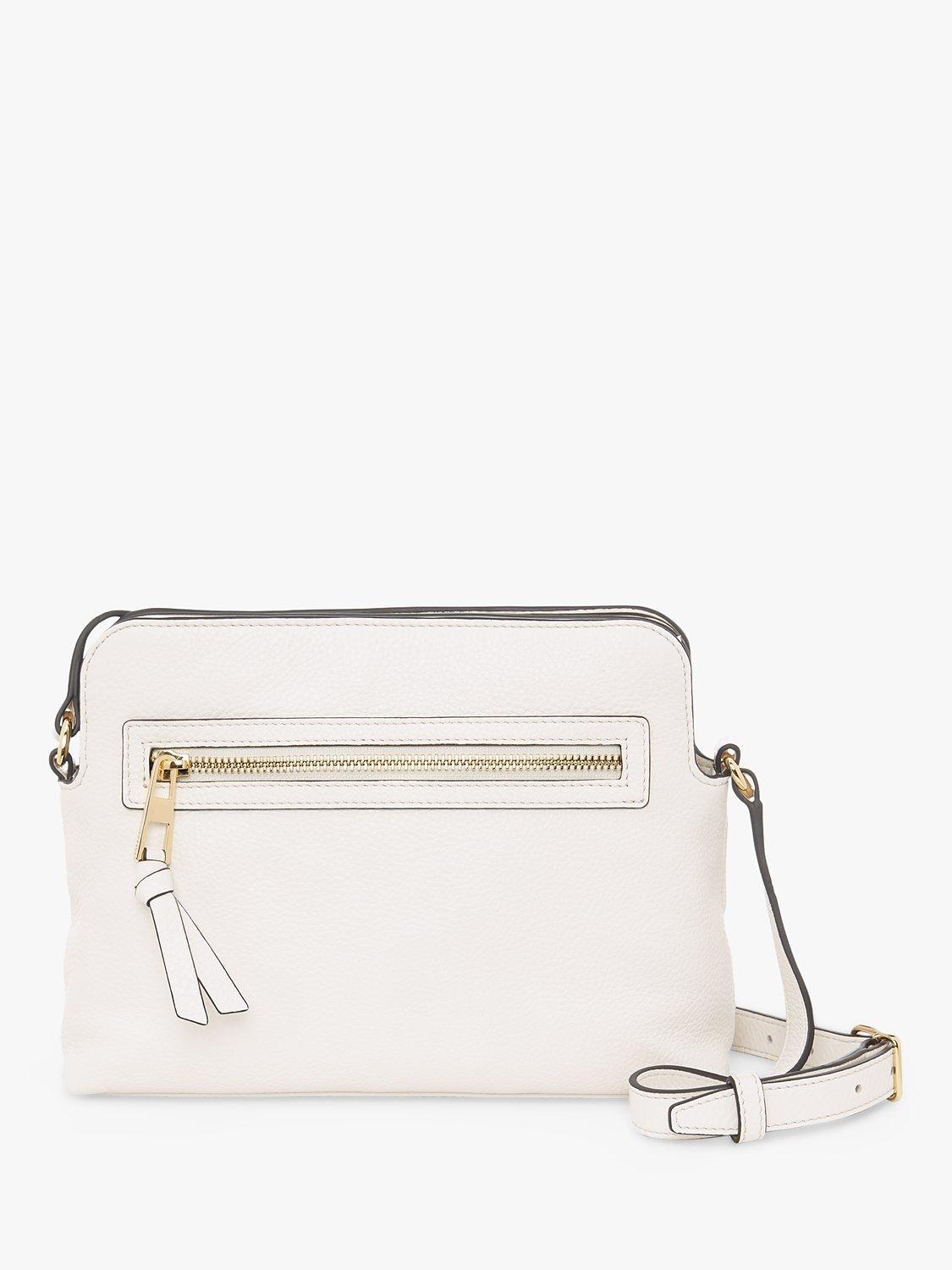 Hobbs Hampton Leather Cross Body Bag, Chalk