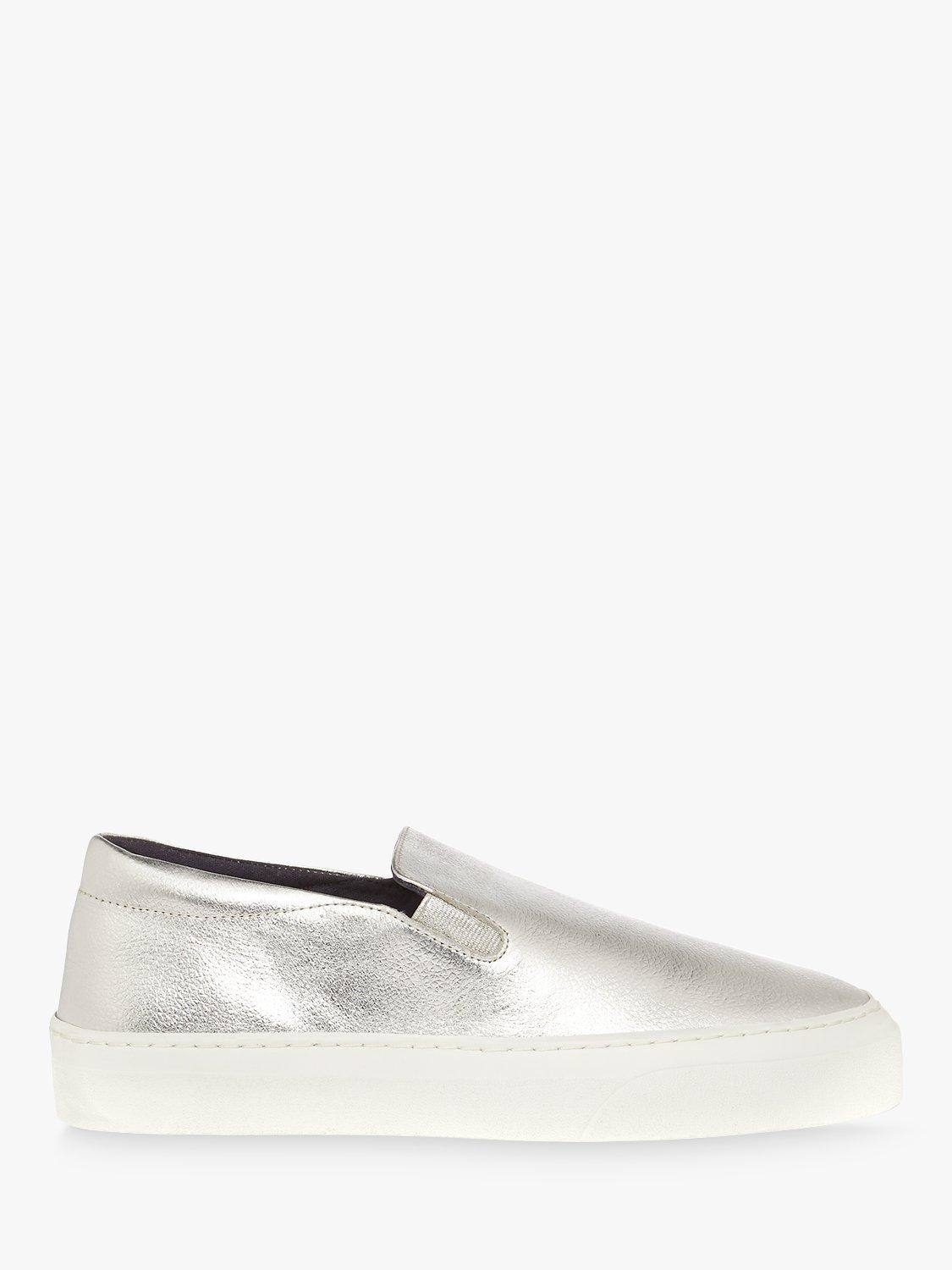 Product image 1 of 4, which shows Hobbs Apolline Slip On Leather Trainers, Silver, 3