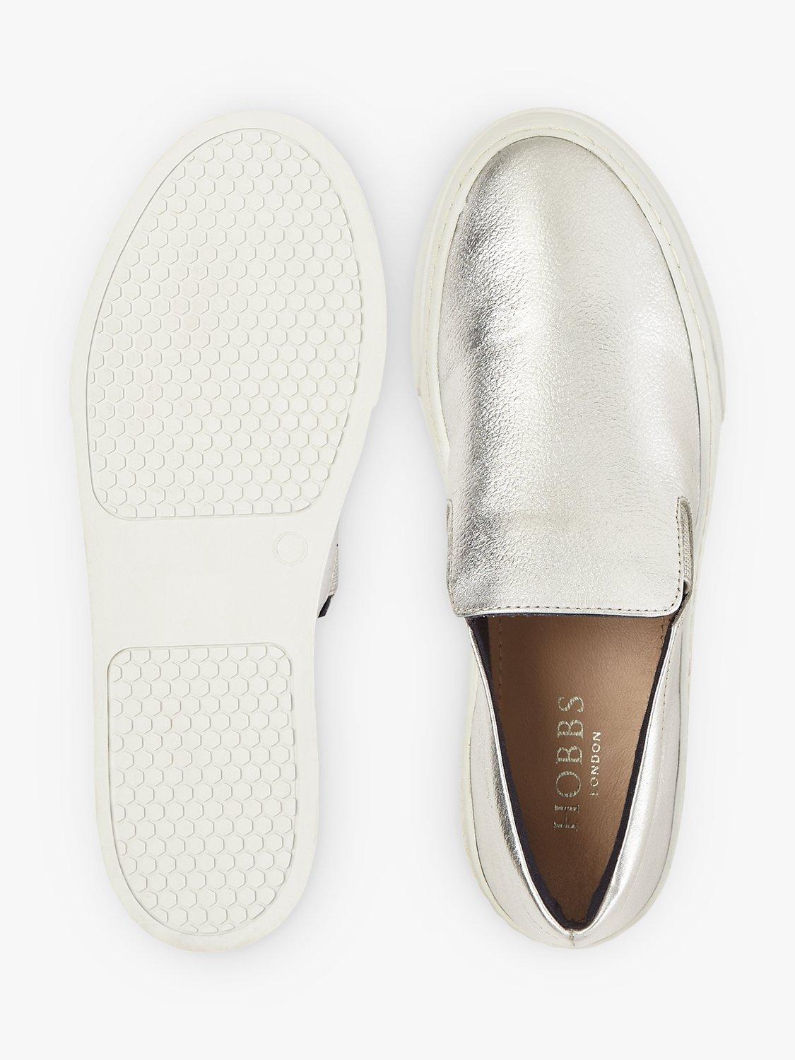 Product image 4 of 4, which shows Hobbs Apolline Slip On Leather Trainers, Silver, 3