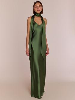 Rewritten Brooklyn Satin Slip Maxi Dress, Olive
