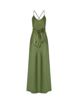 Rewritten Brooklyn Satin Slip Maxi Dress - view 2, Olive