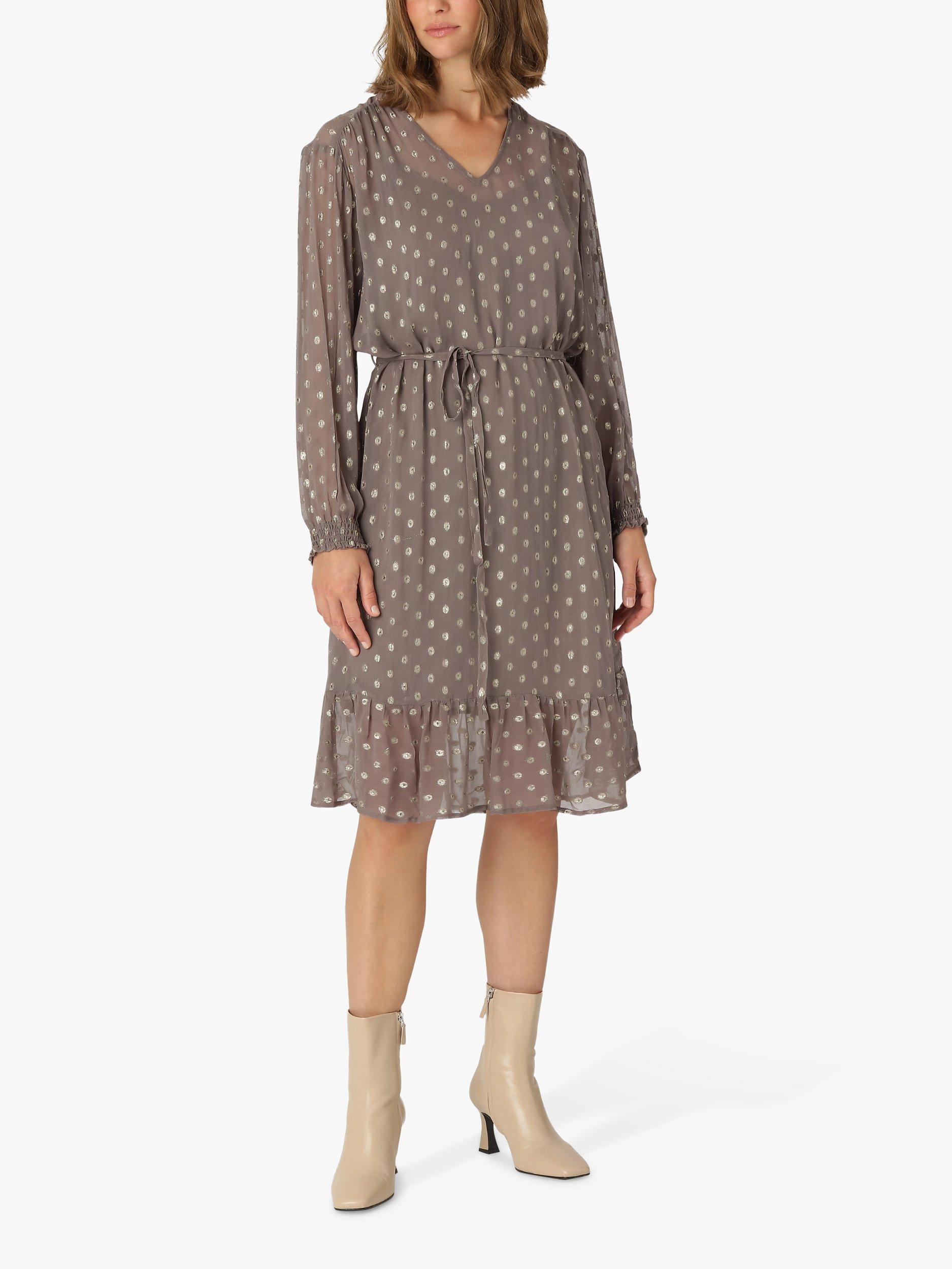 Unmade Copenhagen Bille Glitter Spot Print V-Neck Dress, Earth