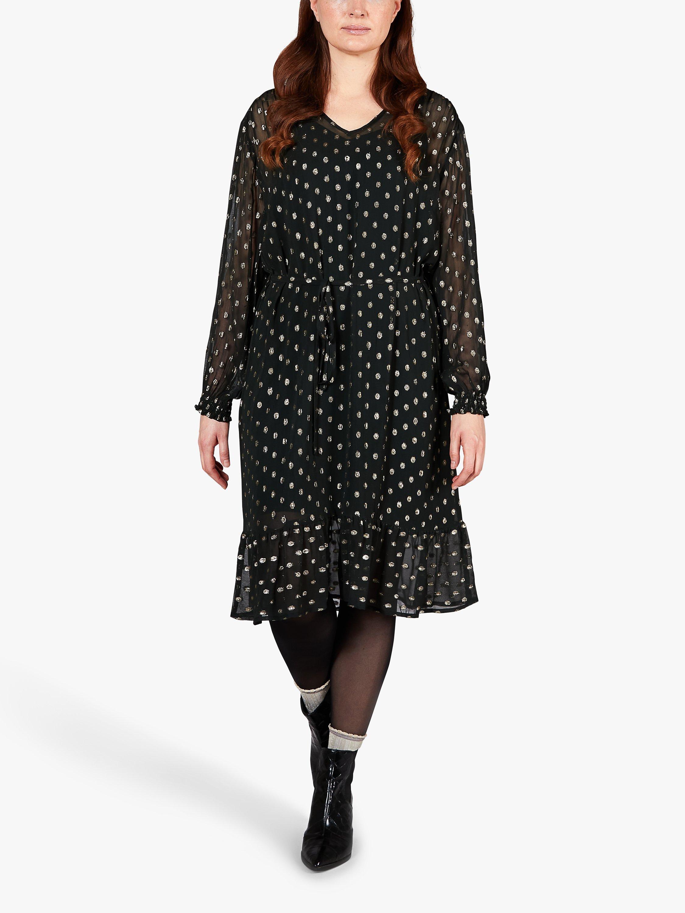 Unmade Copenhagen Bille Glitter Spot Print V-Neck Dress, Black