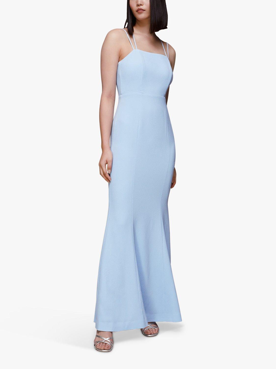 Whistles Emily Strappy Maxi Dress, Pale Blue