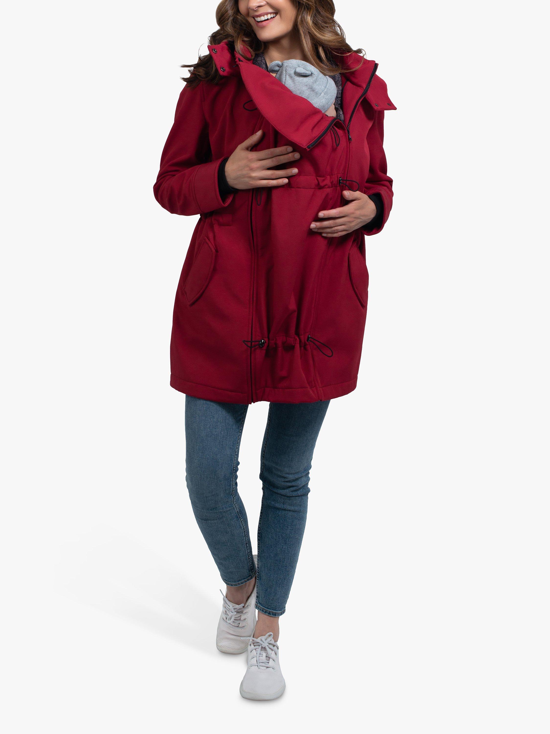 Wombat & Co Wombat Shell Babywearing Maternity Parka Jacket, Cherry Red