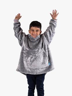 Ony Kids' Sherpa Fleece Small Hooded Blanket, Grey/White