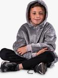 Ony Kids' Sherpa Fleece Small Hooded Blanket, Grey/White