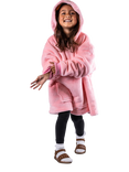 Ony Kids' Fleece Hoodie Blanket, Pink/White