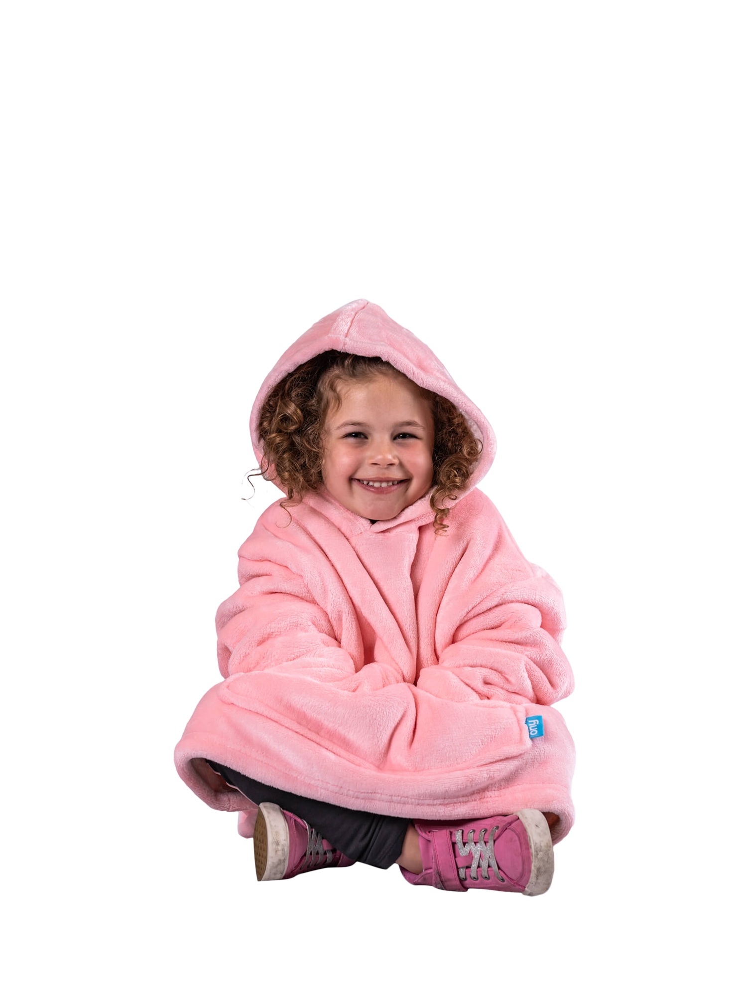 Product image 3 of 5, which shows Ony Kids' Fleece Hoodie Blanket, Pink/White, One Size