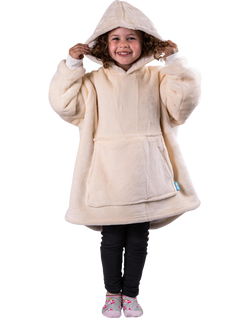Ony Kids' Fleece Hoodie Blanket, Cream/White, Cream/White