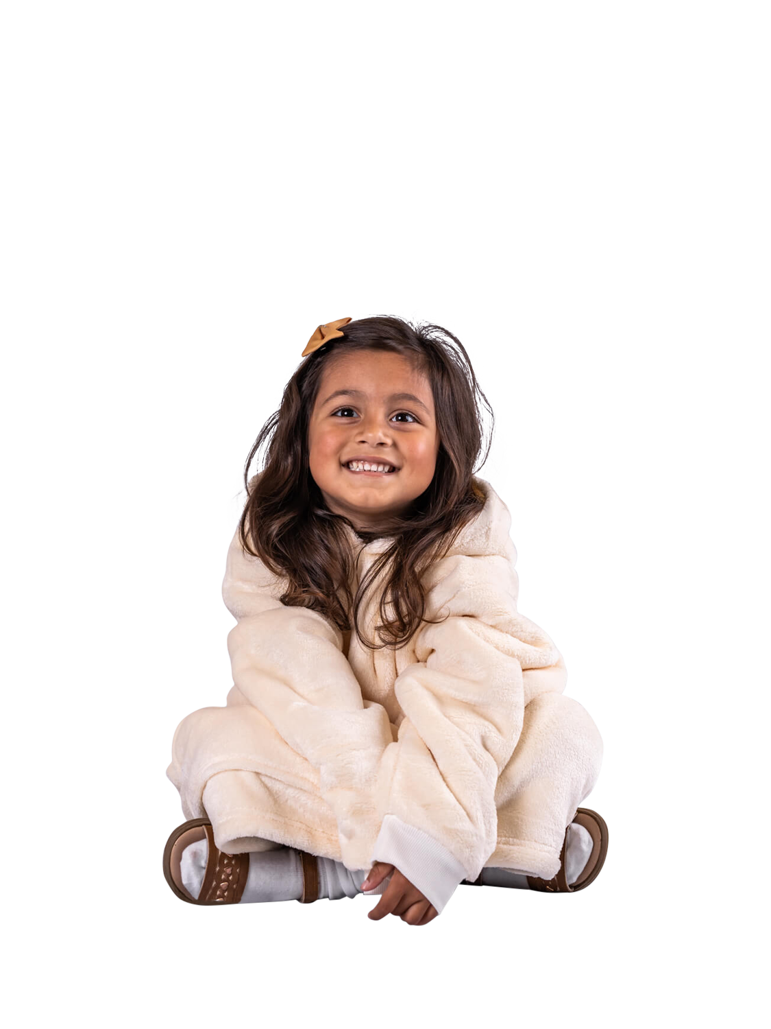Product image 2 of 5, which shows Ony Kids' Fleece Hoodie Blanket, Cream/White, One Size