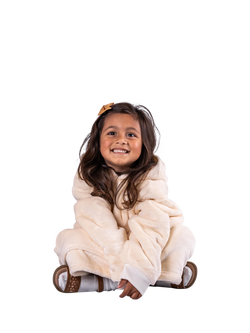 Ony Kids' Fleece Hoodie Blanket, Cream/White - view 2, Cream/White