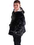Ony Kids' Hoodie Blanket, Black/White