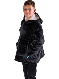 Ony Kids' Hoodie Blanket, Black/White