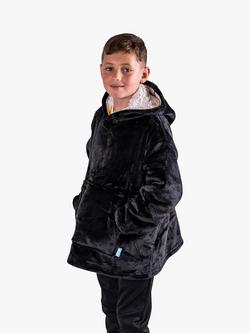 Ony Kids' Sherpa Fleece Small Hooded Blanket, Black/White